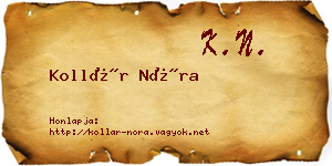 Kollár Nóra névjegykártya